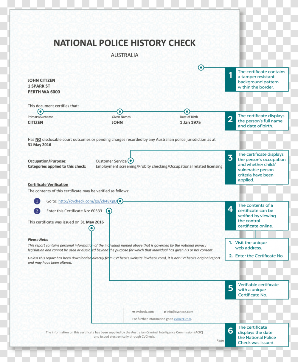 Sample Police Clearance Certificate National Police Check Sample, Page, Document, Word Transparent Png