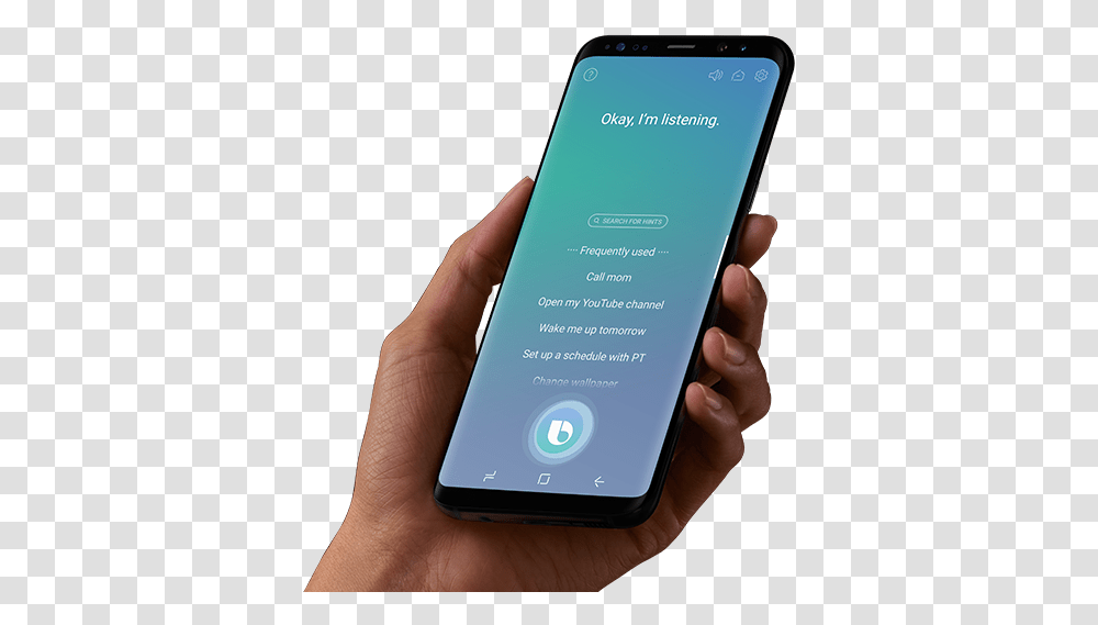 Samsung Bixby Screen On Galaxy S8 Bixby, Mobile Phone, Electronics, Cell Phone, Person Transparent Png