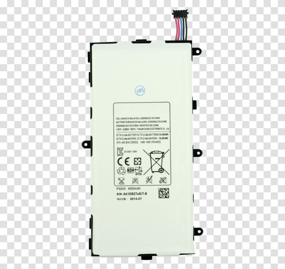 Samsung Galaxy Tab 3 7 Battery Tab 3 7incj, Electronics, Refrigerator, Appliance, Adapter Transparent Png