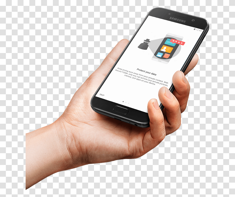 Samsung Mobile Phone Clipart Saume A52017 Secure Folder Mano Agarrando Un Celular, Electronics, Cell Phone, Person, Human Transparent Png