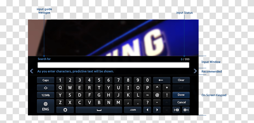 Samsung Smart Hub Smart Tv Keyboard On Screen, Computer Keyboard, Computer Hardware, Electronics Transparent Png