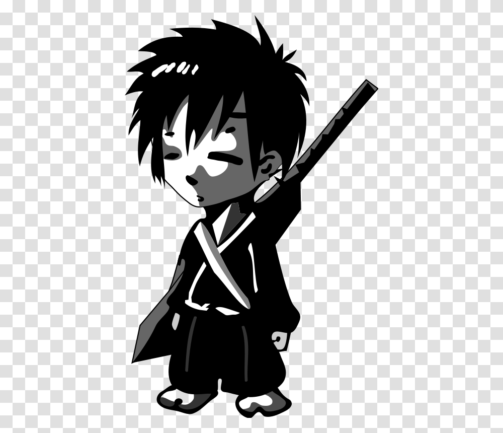 Samurai Anime Chibi, Stencil, Poster, Advertisement, Ninja Transparent Png