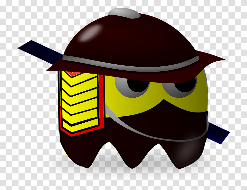 Samurai Baddie Pacman Pac Man Cartoon Pacman Pedang, Helmet, Apparel, Goggles Transparent Png
