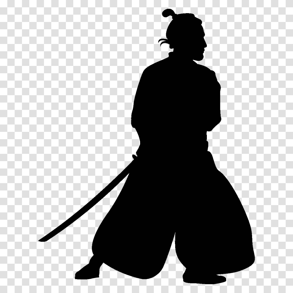 Samurai, Person, Human, Silhouette, Kneeling Transparent Png