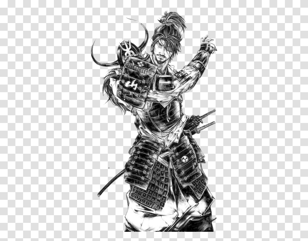 Samurai, Person, Human, Sketch, Drawing Transparent Png