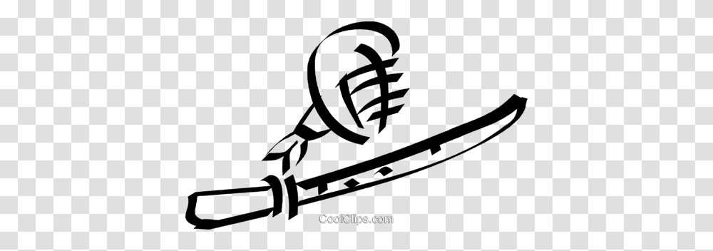 Samurai Sword And Mask Royalty Free Vector Clip Art Illustration, Drawing, Doodle, Stencil Transparent Png