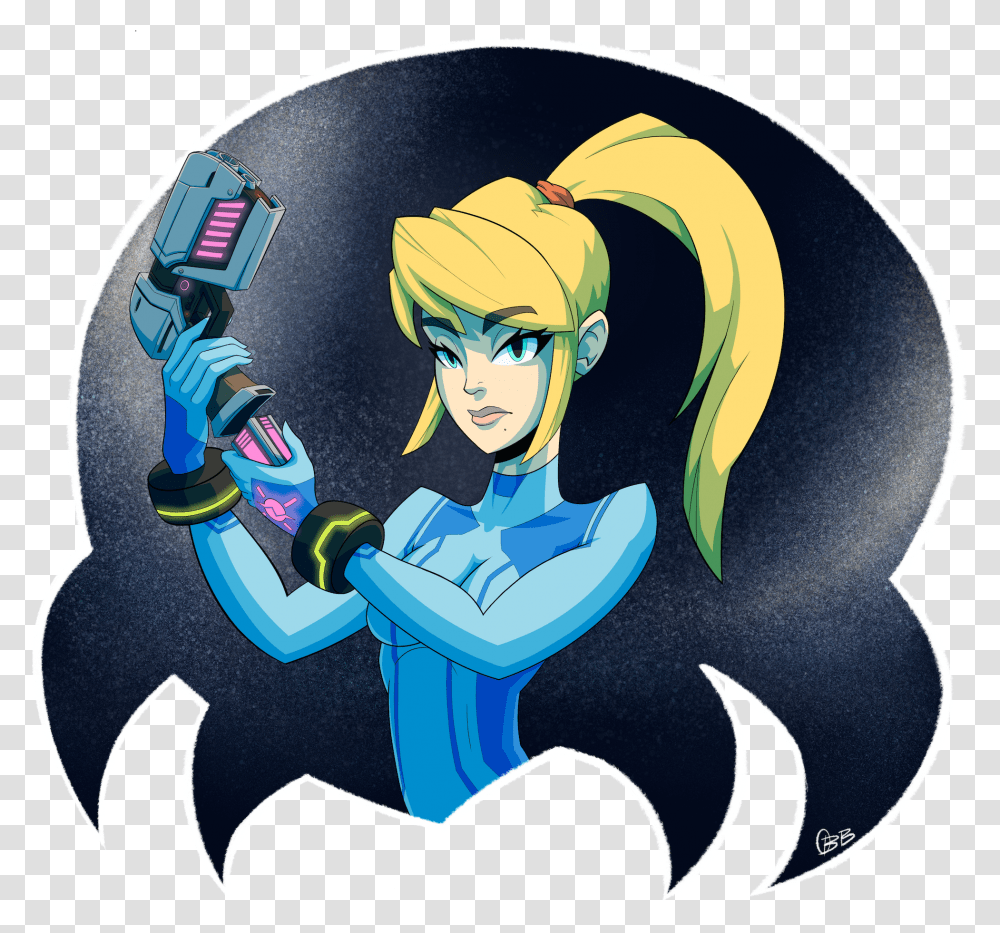 Samus Aran By Obbazaar Cartoon, Hand, Graphics, Emblem, Symbol Transparent Png