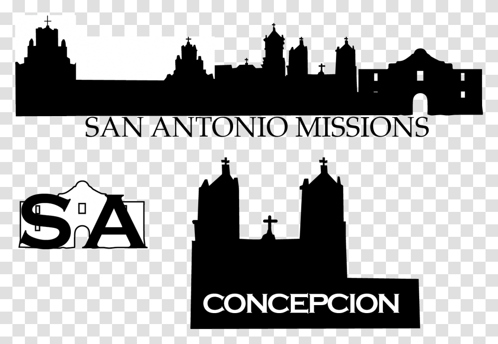 San Antonio Skyline San Antonio Mission Skyline, Silhouette, Architecture, Building Transparent Png
