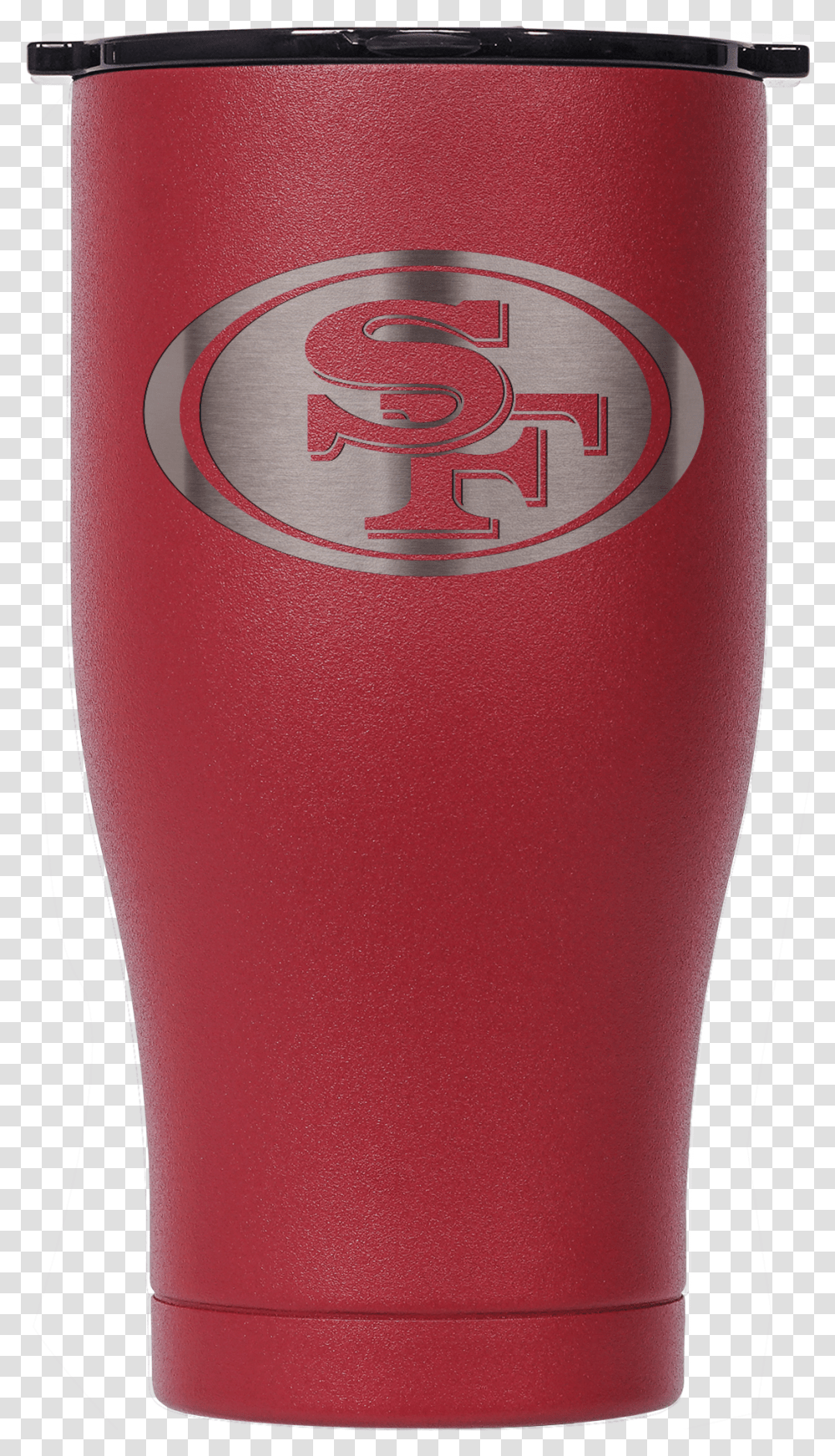 San Francisco 49ers Scarletblack Etched Chaser 27oz Drum, Logo, Trademark, Glass Transparent Png