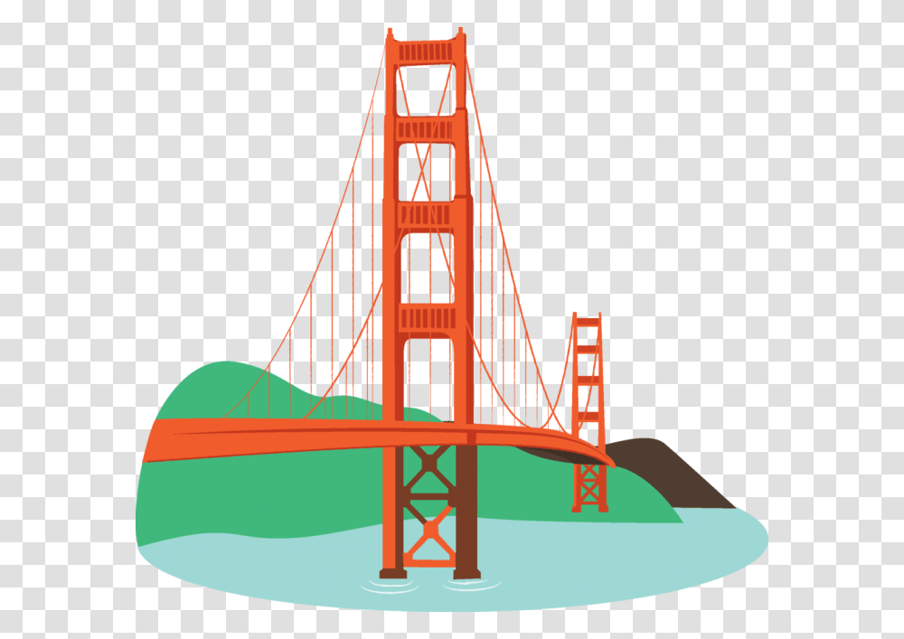 San Francisco Bridge Clipart, Building, Suspension Bridge, Construction Crane, Rope Bridge Transparent Png