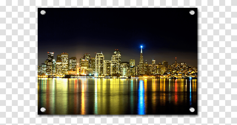 San Francisco Night Skyline, City, Urban, Building, Downtown Transparent Png