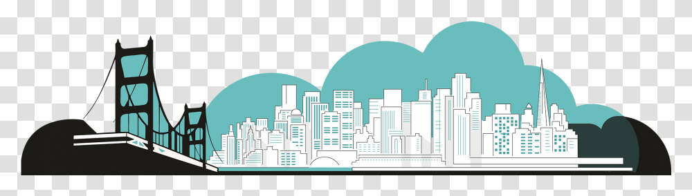 San Francisco Skyline Footer For Real Estate, Building, Urban, City, Metropolis Transparent Png