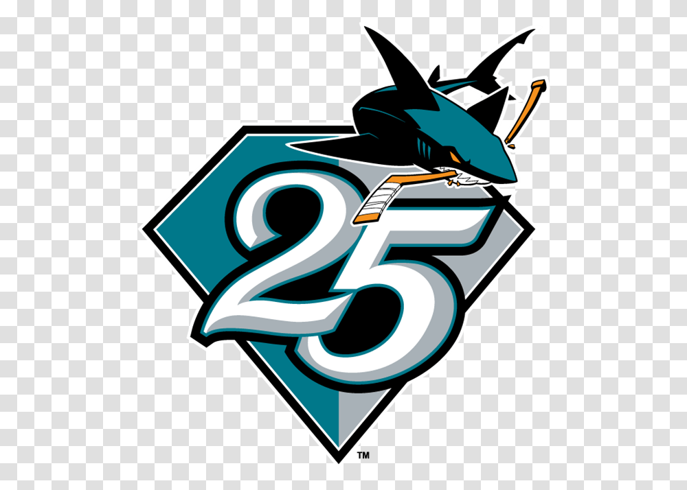 San Jose Sharks San Jose Sharks 25th Anniversary Logo, Alphabet, Number Transparent Png