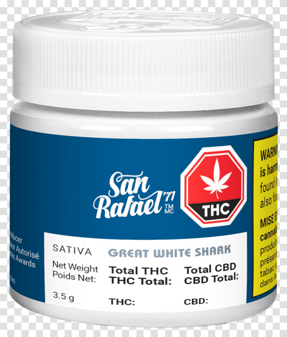 San Rafael 71 Cannabis Flower Great White Shark San Raf Pink Kush, Label, Paint Container, Cosmetics Transparent Png