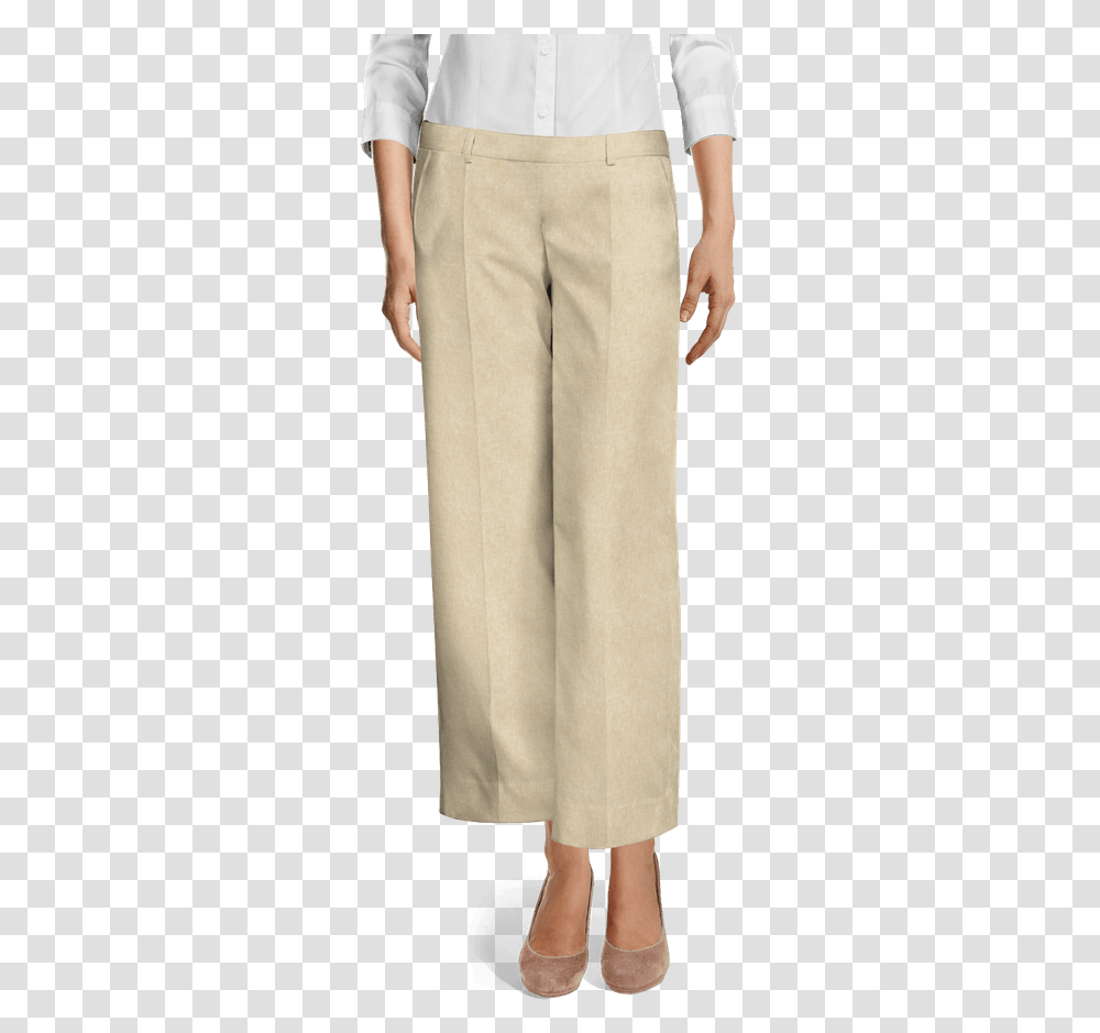 Sand Flat Front Cuffed Cigarette PantsData Width Bermuda Shorts Suits Womens, Overcoat, Person, Linen Transparent Png