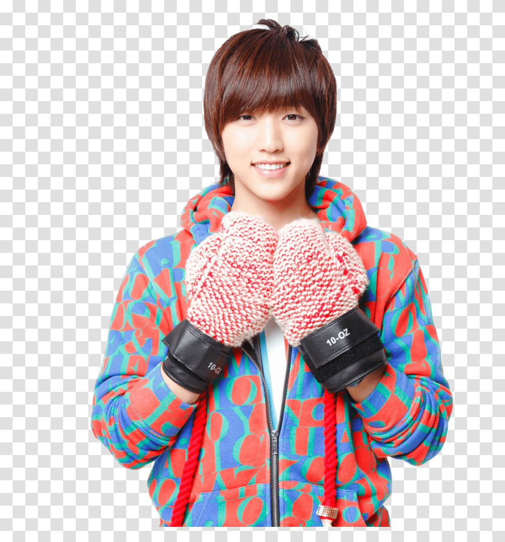Sandeul Wearing Woolen Boxing Gloves Clip Arts, Apparel, Person, Human Transparent Png