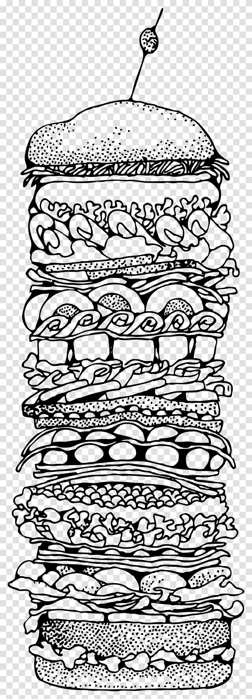 Sandwich Clipart Black Dagwood Sandwich Clip Art, Doodle, Drawing, Floral Design, Pattern Transparent Png