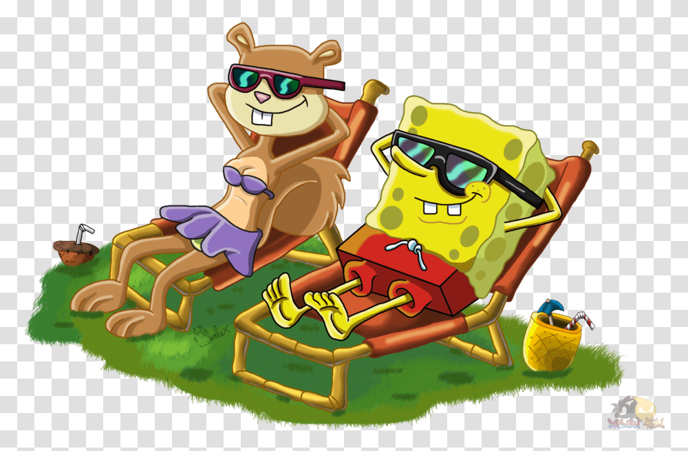 Sandy And Spongebob, Outdoors, Toy, Leisure Activities, Crowd Transparent Png
