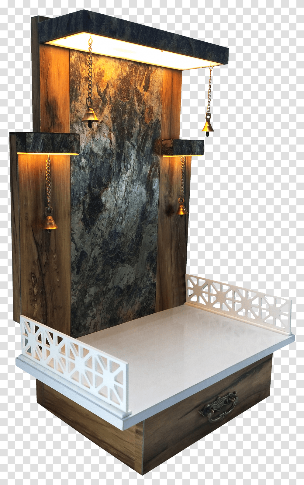 Sangam Ad Wpc Wood Texture Wooden Temple With Led Light For Home & Office Pooja Mandir Office Mandir Design Transparent Png