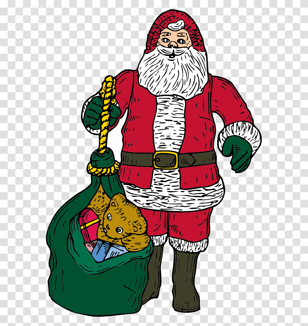 Santa And Bag Parts Of Santa Clais, Person, Human, Costume Transparent Png