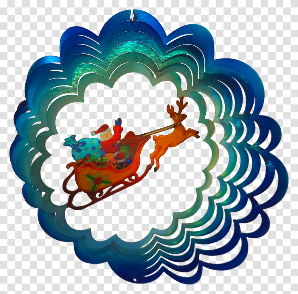 Santa And His Sleigh Christmas Holiday Painted Wind Turkey, Ornament, Pattern, Fractal Transparent Png