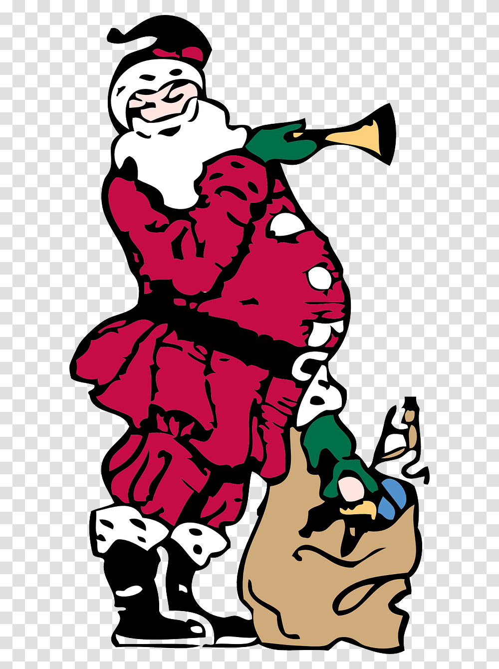 Santa And His Toy Bag Background Father Christmas Clipart, Drawing, Doodle, Plant Transparent Png