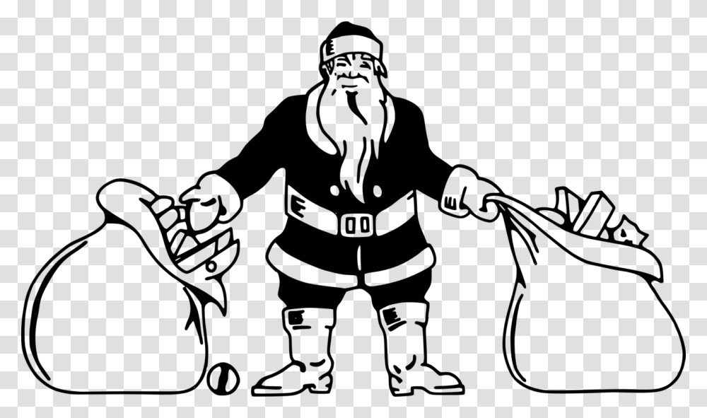 Santa And Mrs Claus Black And White Christmas Clipart Black And White Clips Christmas, Gray, World Of Warcraft Transparent Png