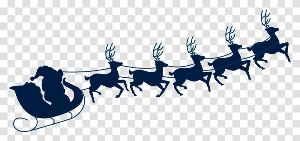 Santa And Reindeer Silhouette Santa Sleigh Silhouette, Elk, Wildlife, Mammal, Animal Transparent Png