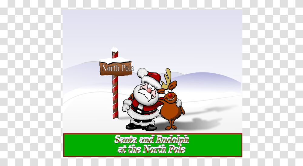 Santa And Rudolph At The North Pole Vector Illustration Santa And Rudolf, Rodeo, Wasp, Bee, Insect Transparent Png