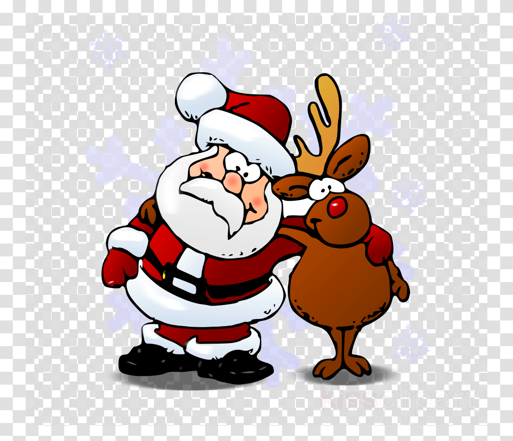 Santa And Rudolph Cartoon, Poster, Advertisement, Elf Transparent Png