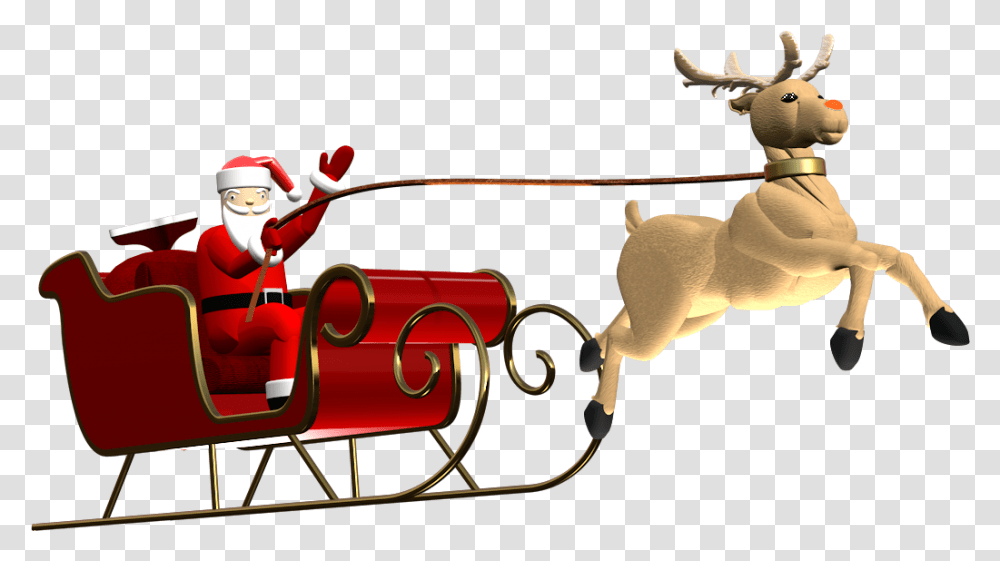 Santa And Rudolph Clip Santa Claus Cart, Weapon, Weaponry, Furniture, Bomb Transparent Png