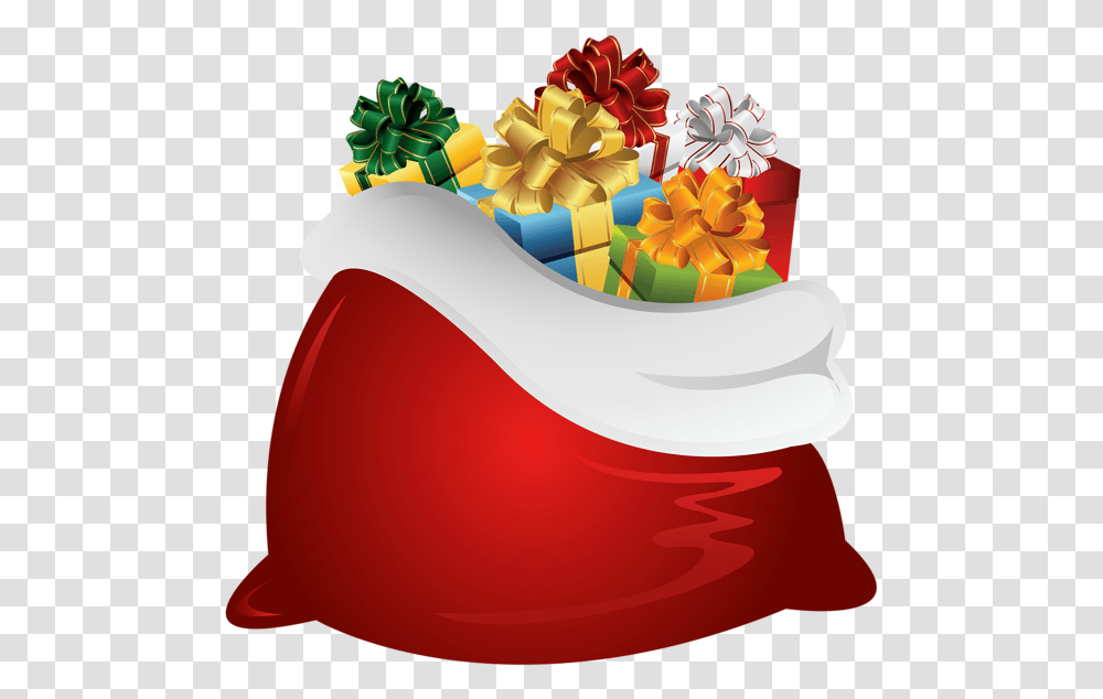 Santa Bag Santa Claus Bag, Gift, Birthday Cake, Dessert, Food Transparent Png