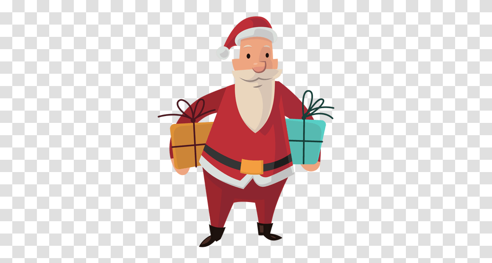 Santa Carrying Gifts Cartoon & Svg Vector File Cartoon Santa Claus Big Team, Person, Human, Elf, Female Transparent Png