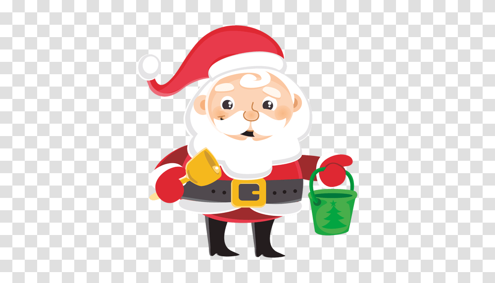 Santa Cartoon Carrying Bell Bucket, Elf, Chef Transparent Png