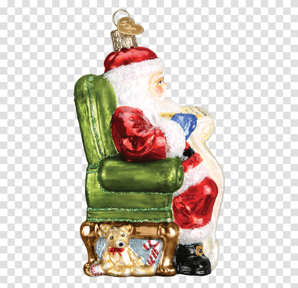 Santa Checking His List Old World Christmas Ornament Illustration, Furniture, Wedding Cake, Dessert, Food Transparent Png
