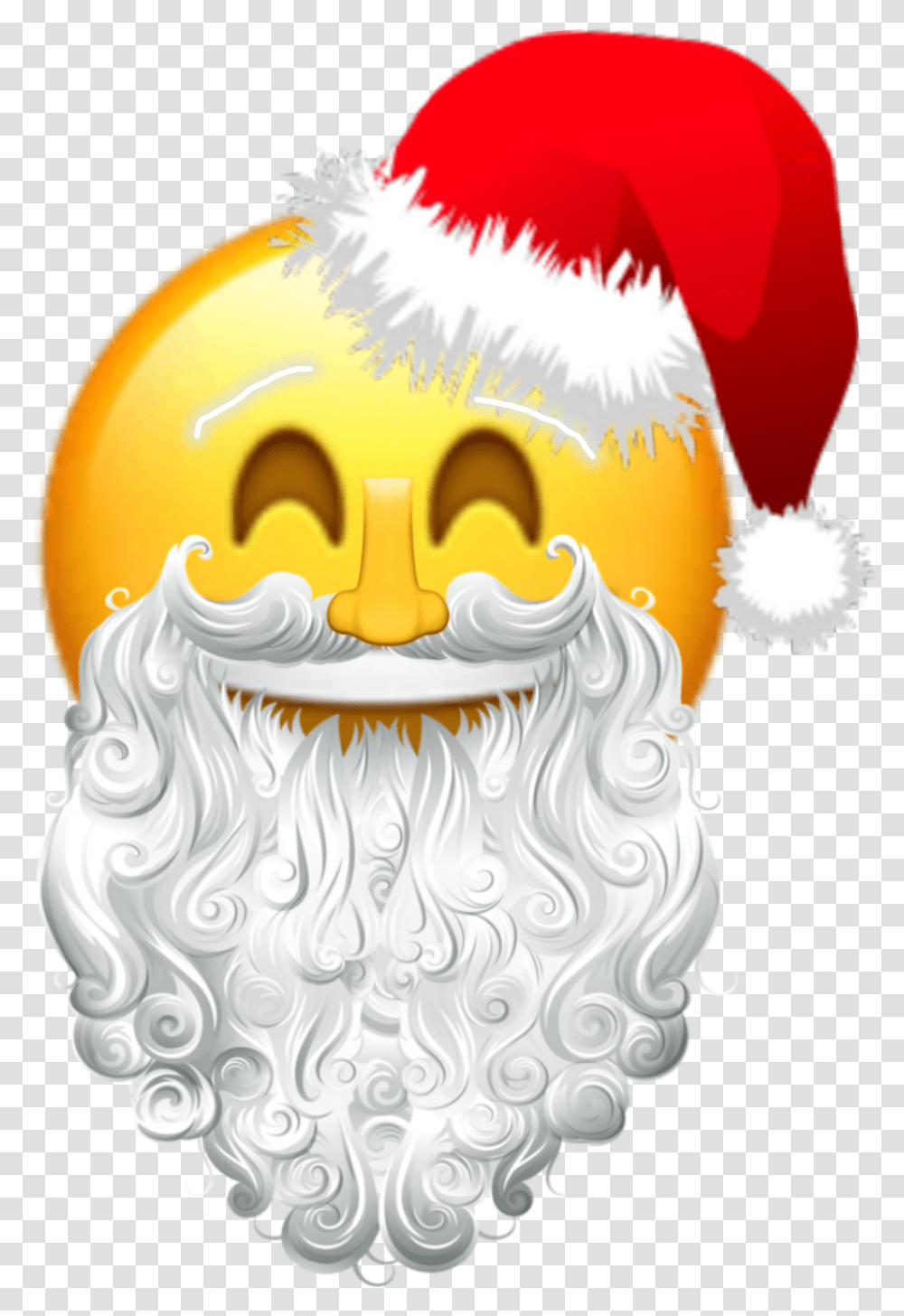 Santa Christmas Emoji Love Santahatchristmas Santa Claus Beard, Birthday Cake, Food Transparent Png