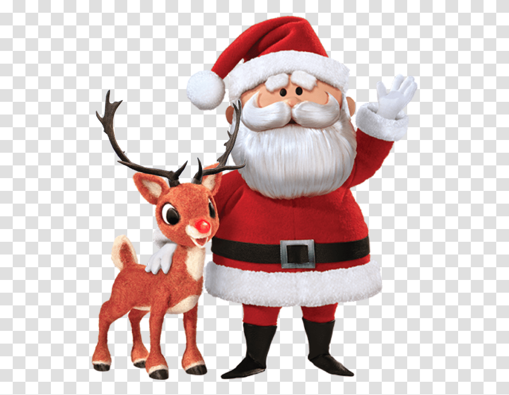 Santa Claus Amp Rudolph The Red Nosed Reindeer Https Santa Rudolph The Red Nosed Reindeer, Toy, Plush, Figurine, Doll Transparent Png
