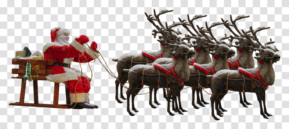 Santa Claus And 6 Reindeer Santa Claus Transparent Png