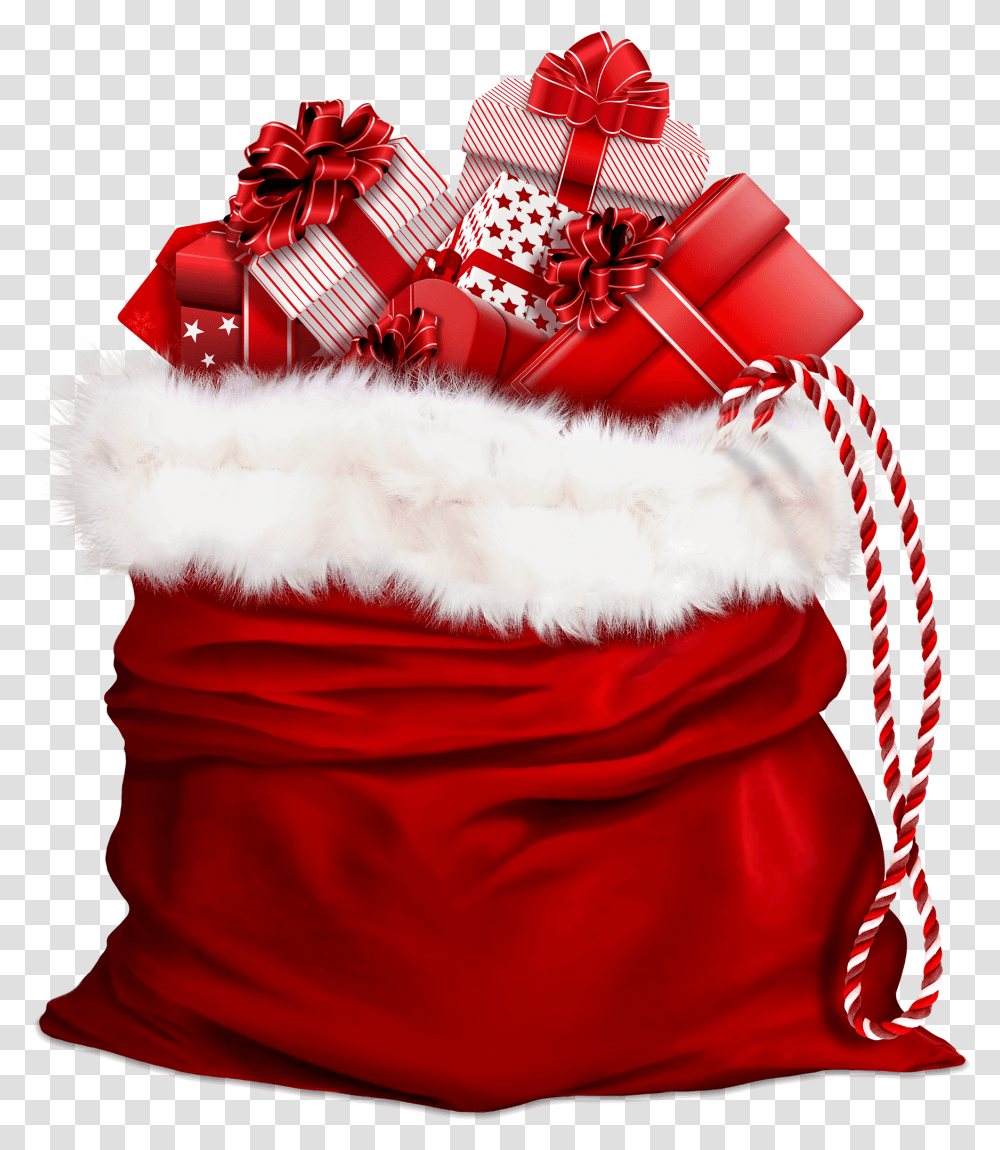 Santa Claus Bag With Gifts Search Christmas Santa Bag, Clothing, Apparel, Christmas Stocking, Birthday Cake Transparent Png