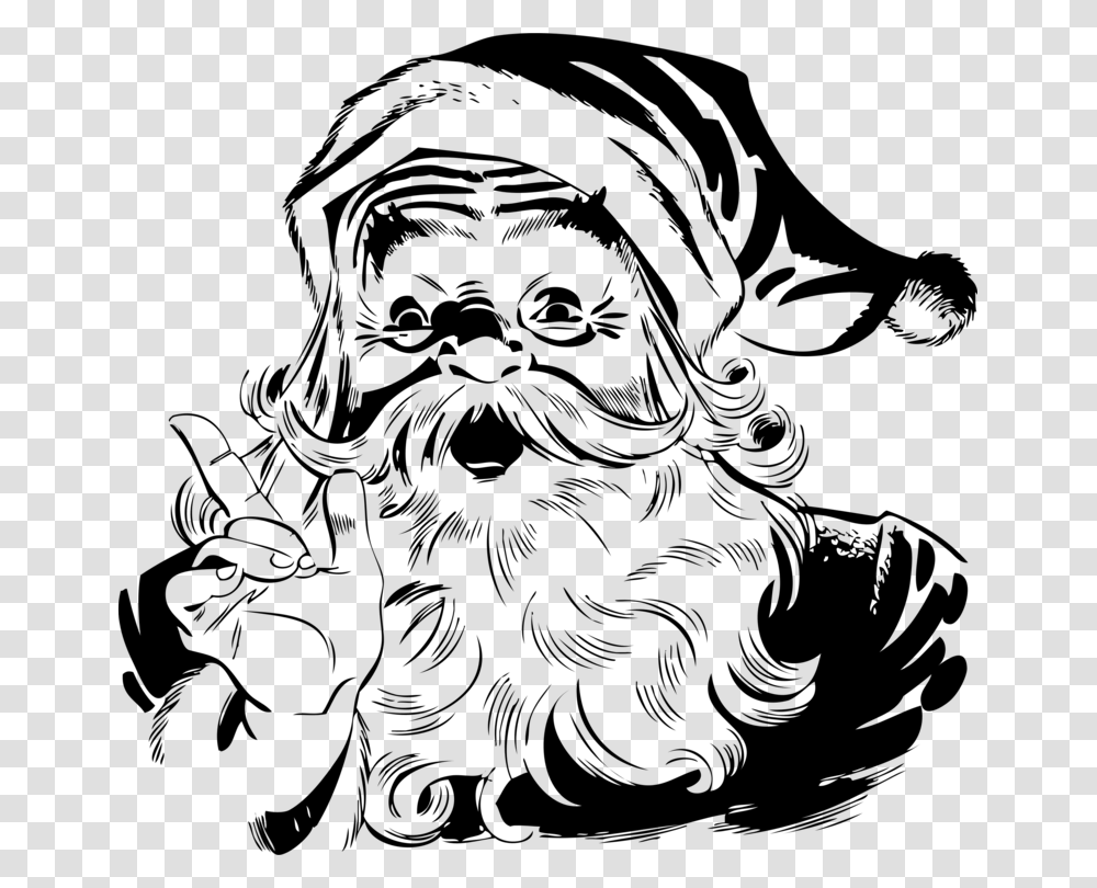 Santa Claus Black And White, Outdoors, Nature, Outer Space, Astronomy Transparent Png