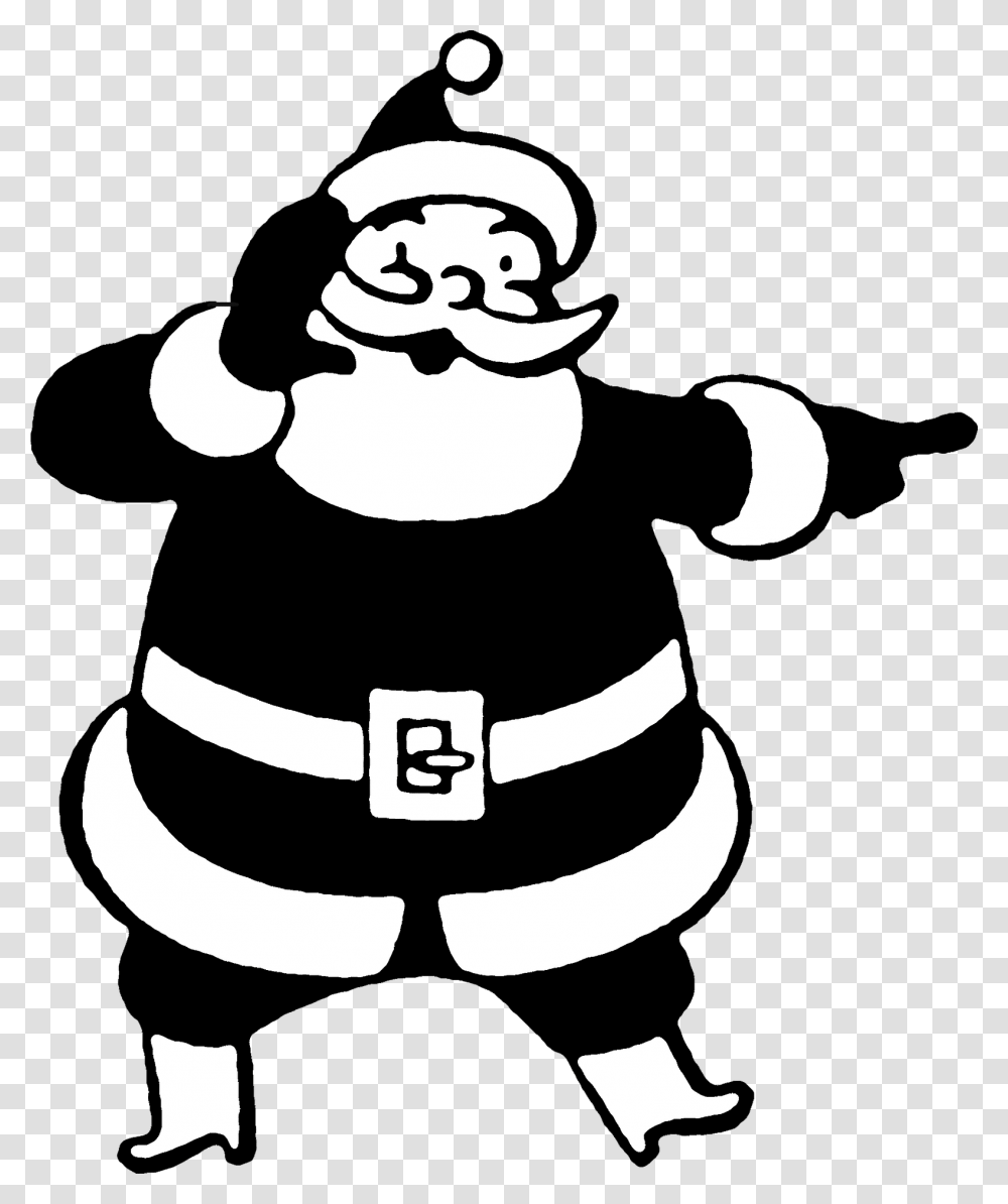 Santa Claus Christmas Black And White Clip Art, Stencil, Person, Human, Wasp Transparent Png