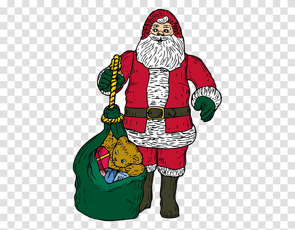 Santa Claus Christmas Xmas Saint Nicholas Presents Santa With Presents Image, Person, Human, Apparel Transparent Png