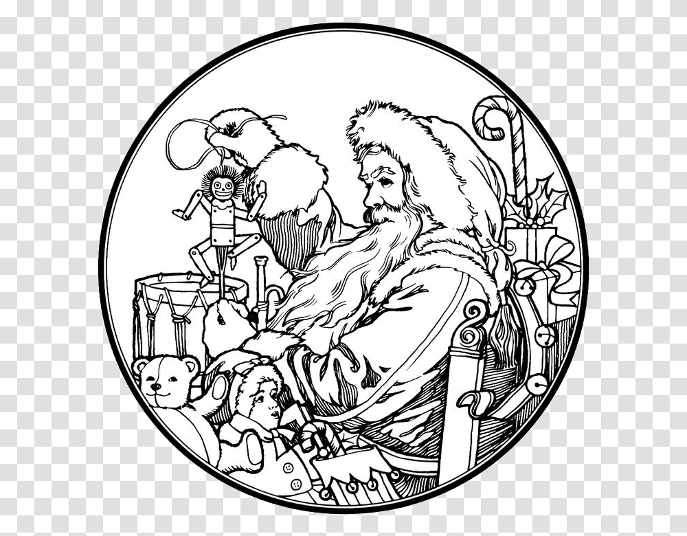 Santa Claus Coloring Pages For Adults, Painting, Drawing, Coin Transparent Png