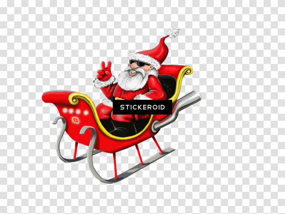 Santa Claus Cool Clipart Cool Santa Claus, Furniture, Text, Sled, Advertisement Transparent Png