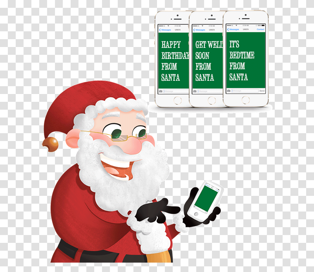 Santa Claus Face Message From Santa, Mobile Phone, Performer, Label Transparent Png