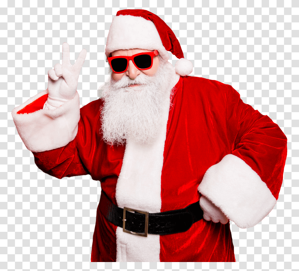 Santa Claus, Face, Person, Human, Sunglasses Transparent Png