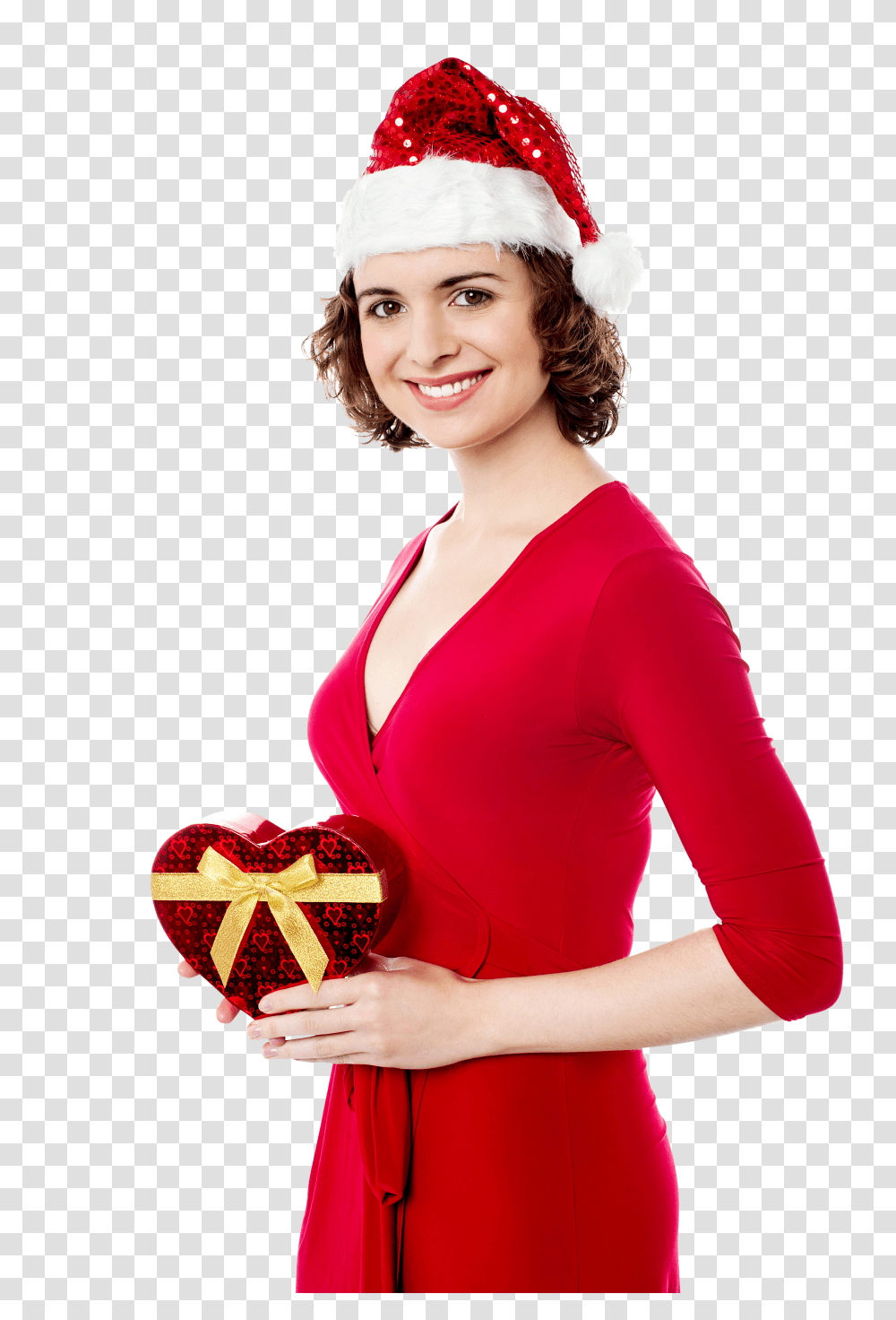 Santa Claus Female Holding Gift Christmas Day Transparent Png