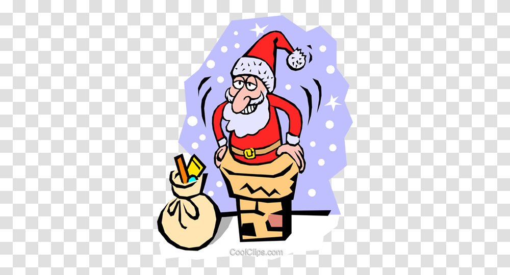 Santa Claus Going Down The Chimney Royalty Free Vector Clip Art, Poster, Advertisement, Elf, Performer Transparent Png