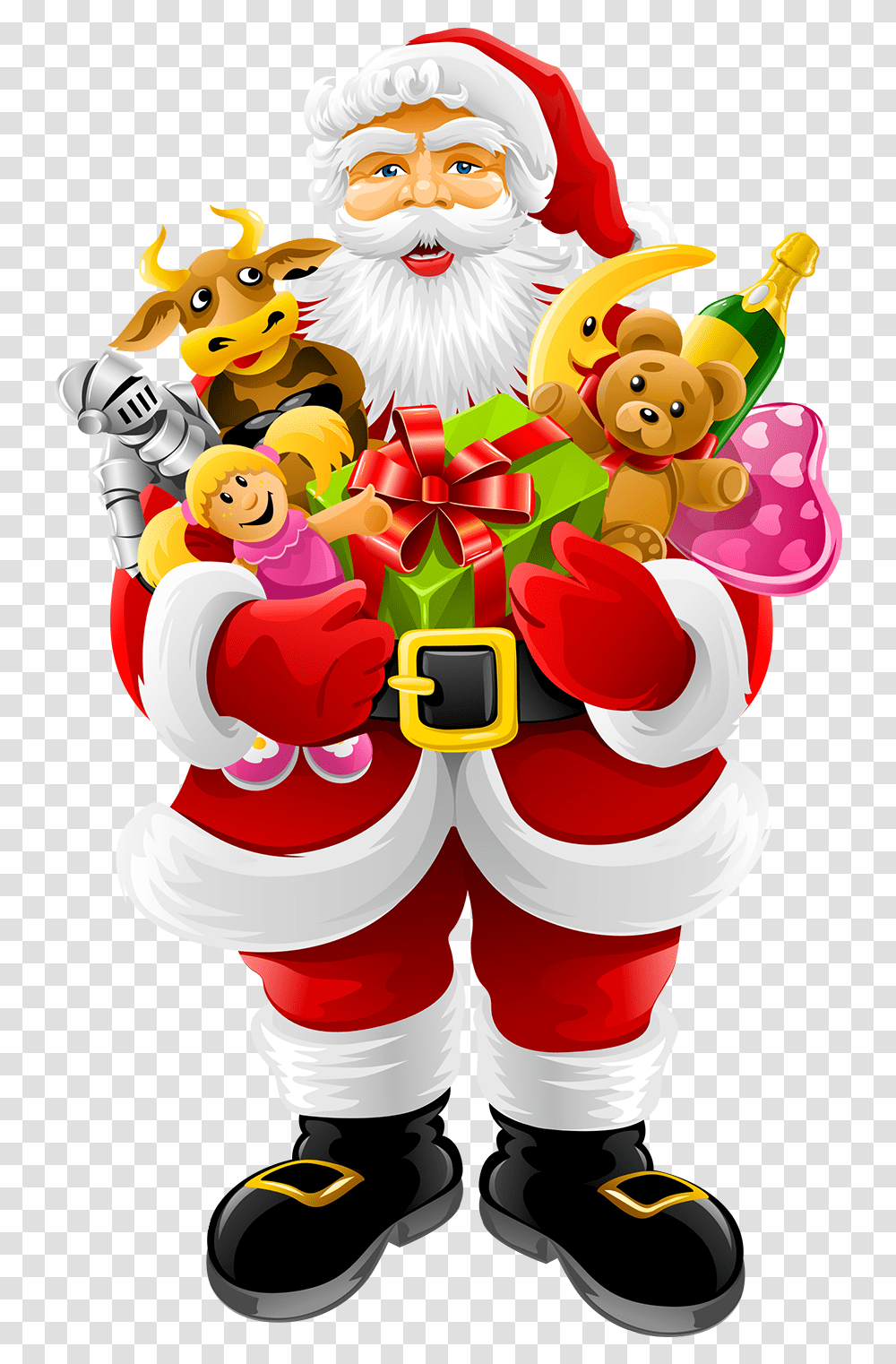 Santa Claus Holding Gifts Image Christmas Festival Images Download, Elf, Toy Transparent Png