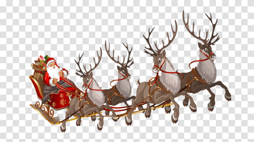 Santa Claus Image Hd Santa On Sleigh, Person, Human, Antler, Deer Transparent Png